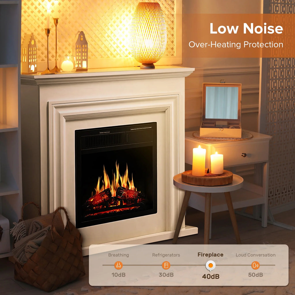 2026 NewKISSAIR Electric Fireplace Mantel Wooden Surround Firebox, Free Standing Fireplace, with Remote Control, Adjustable LED Flame, 750W/1500W -White