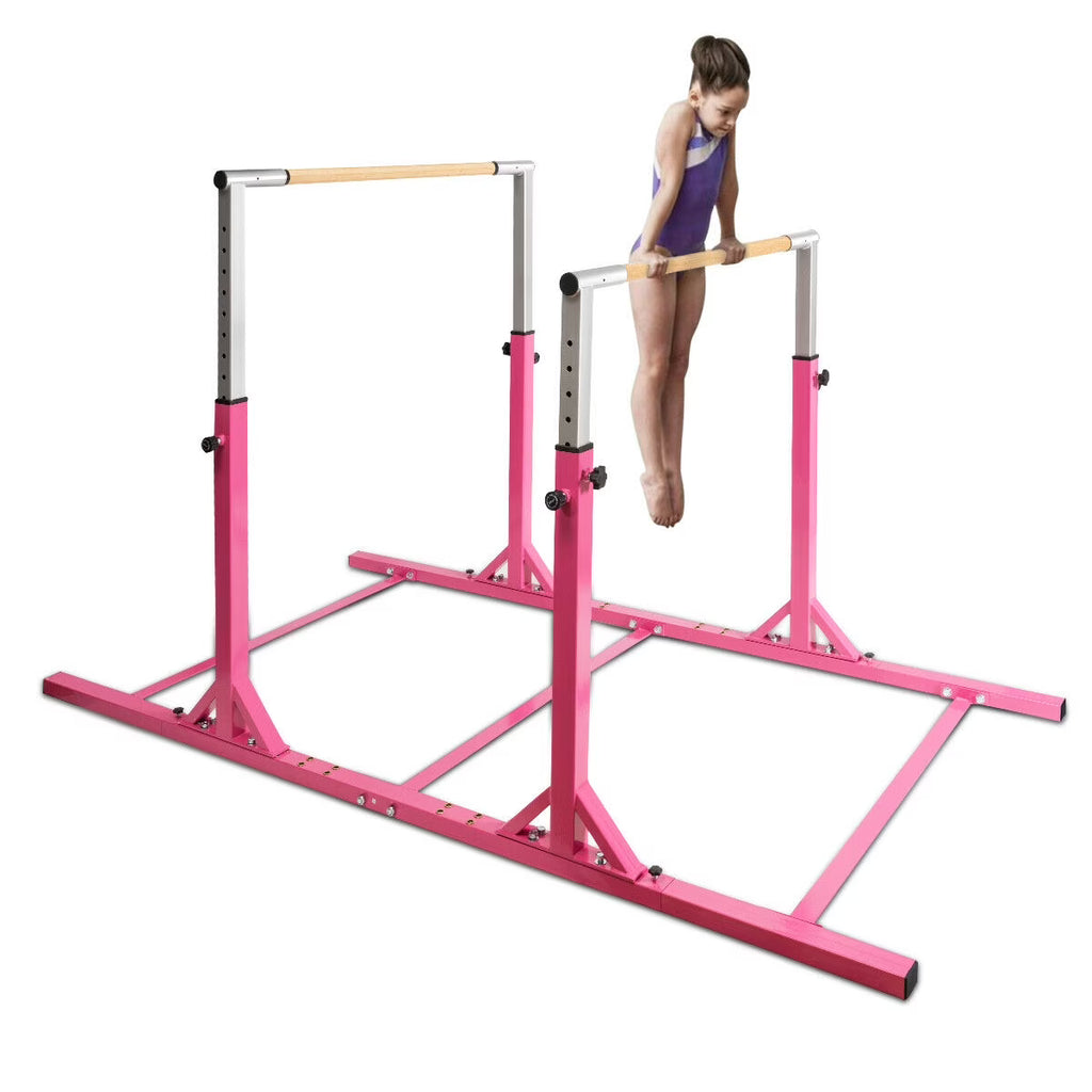 2026 NewCostway Kids Gymnastics Parallel Bars Double Horizontal Bars Adjustable Width Height