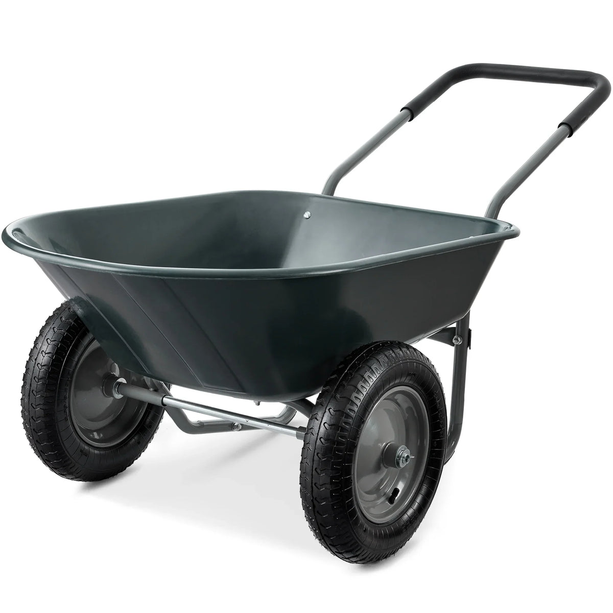 2026 NewBest Choice Products Dual-Wheel Home Wheelbarrow Yard Garden Cart for Lawn, Construction - Green