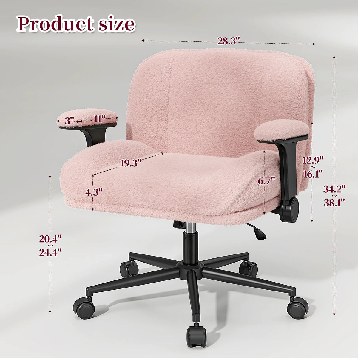2026 NewRomorgniz Criss Cross Chair with Adjustable Arms & Lumbar Support Office Chair with Reclining Back, Thick Cushion & Wheels for Office, Gaming, Reading, Vanity, Off-White
