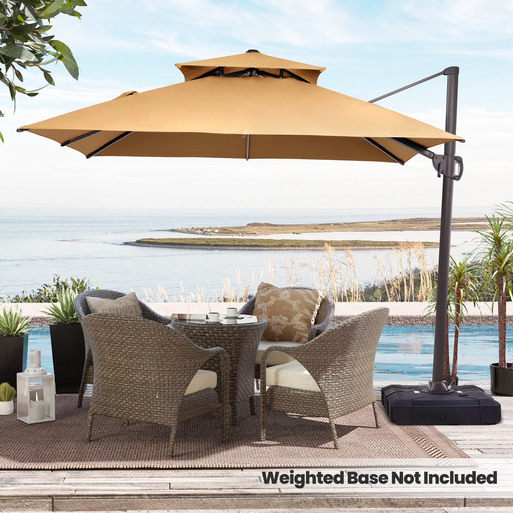 2026 NewPellebant 10 ft. x 10 ft. Square Double Top Patio Cantilever Umbrella, Navy Blue