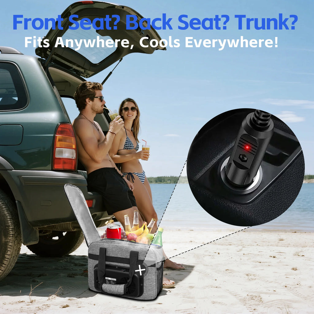 26 Quarts Foldable Portable Cooler & Heater Bag, Powered 12 Volt AC/DC Compatible, Ideal for Vehicle Travel and Outdoor Use-25L Gray-