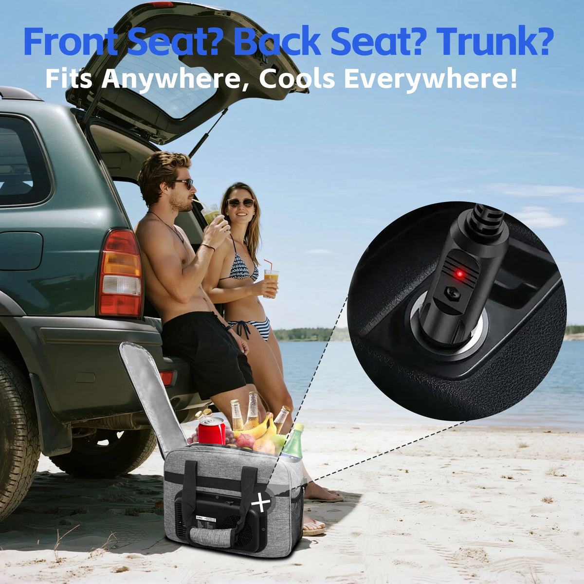 26 Quarts Foldable Portable Cooler & Heater Bag, Powered 12 Volt AC/DC Compatible, Ideal for Vehicle Travel and Outdoor Use-25L Gray-