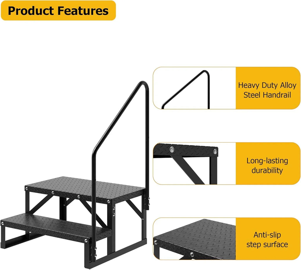 2026 NewGarvee 3 Steps Anti-Slip RV Steps, 26.7 in x 47.9 in, Alloy Steel