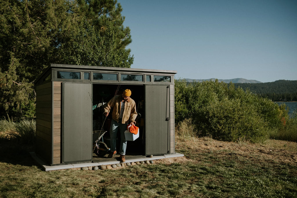 2026 NewKeter Signature 11x7 ft. Durable Resin Outdoor Storage Shed With Heavy Duty Floor and Locking Door, Walnut
