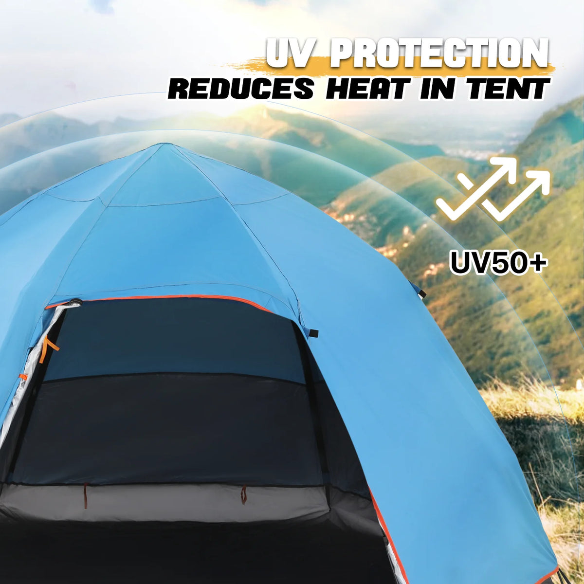 MADOG Set of 3 Camping Tent + Chairs, 4 Person Dome Tent and 2 Foldable Camping Chairs Combo with Cooler Bag and Cup Holder for Backpacking Hiking Traveling, Blue