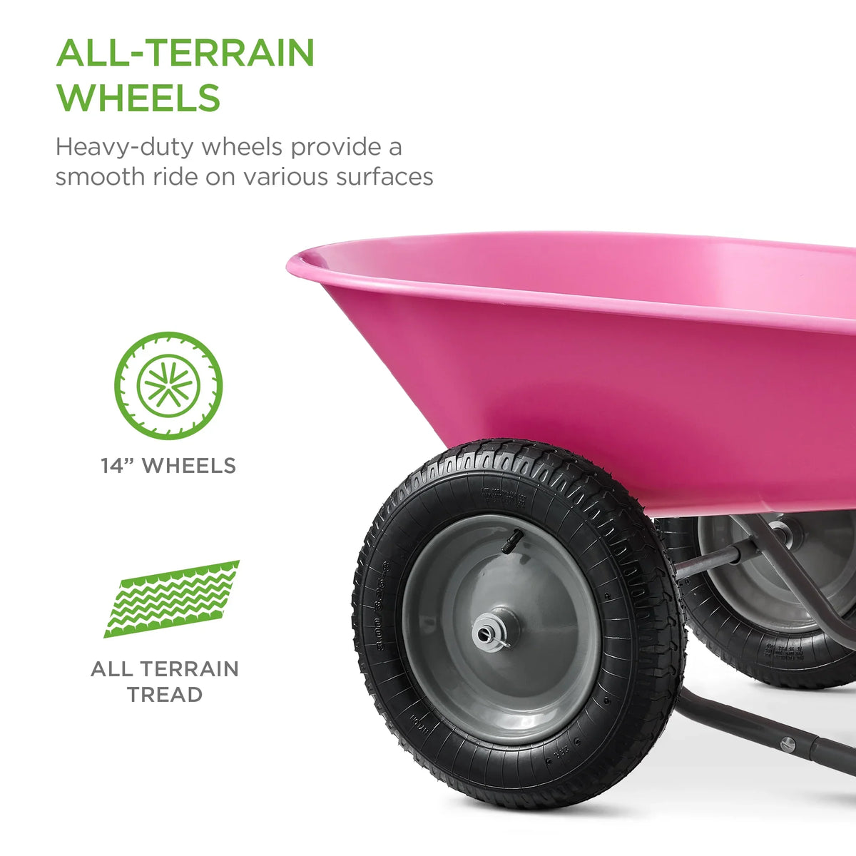 2026 NewBest Choice Products Dual-Wheel Home Wheelbarrow Yard Garden Cart for Lawn, Construction - Green