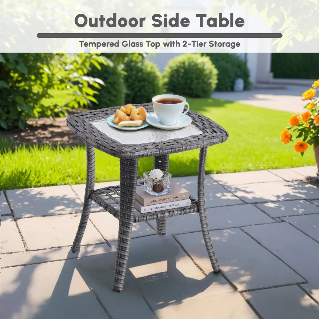 2026 NewOvios 5 Pieces Outdoor Patio Furniture Set High Back All Weather Wicker Conversation Set with Swivel Chairs & Coffee Table, Dark Gray