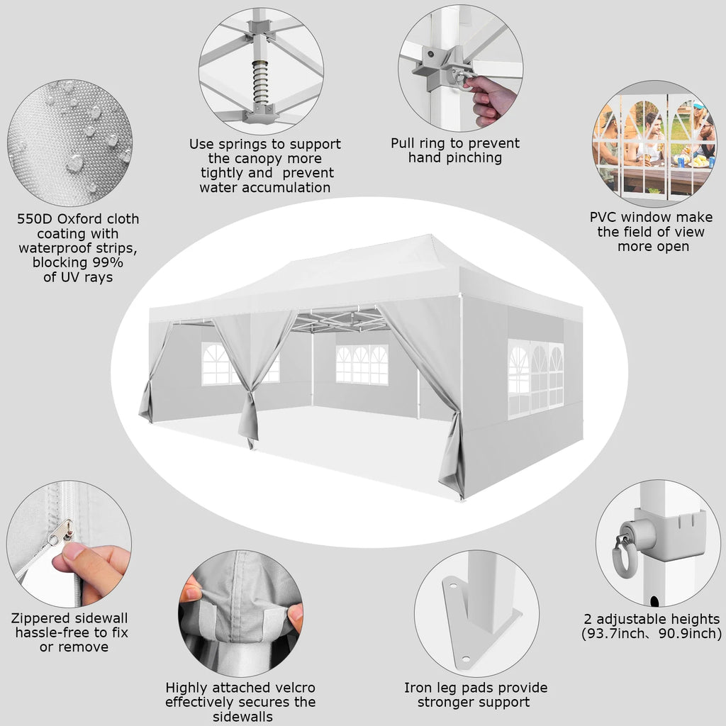 COBIZI 13x26 Heavy Duty Commercial Canopy Tent,Easy Pop Up Party Tent Gazebo,Outdoor Portable Party Canopy,Extra-large Size Space For Outside Wedding Gathering Activities,Waterproof&UPF 50+,White