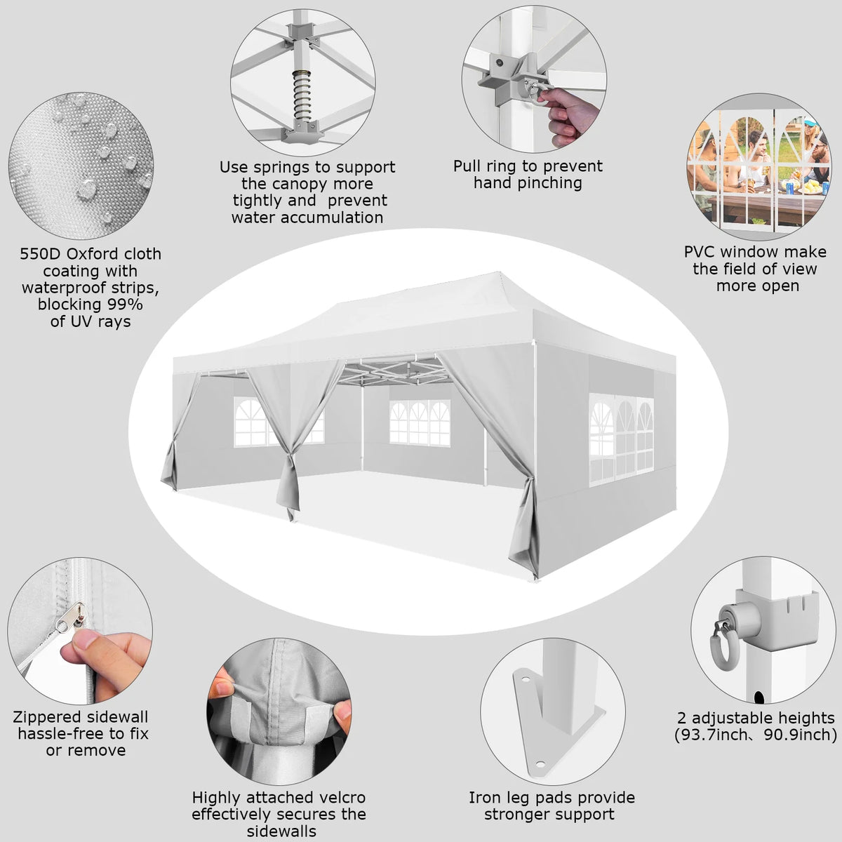 COBIZI 13x26 Heavy Duty Commercial Canopy Tent,Easy Pop Up Party Tent Gazebo,Outdoor Portable Party Canopy,Extra-large Size Space For Outside Wedding Gathering Activities,Waterproof&UPF 50+,White