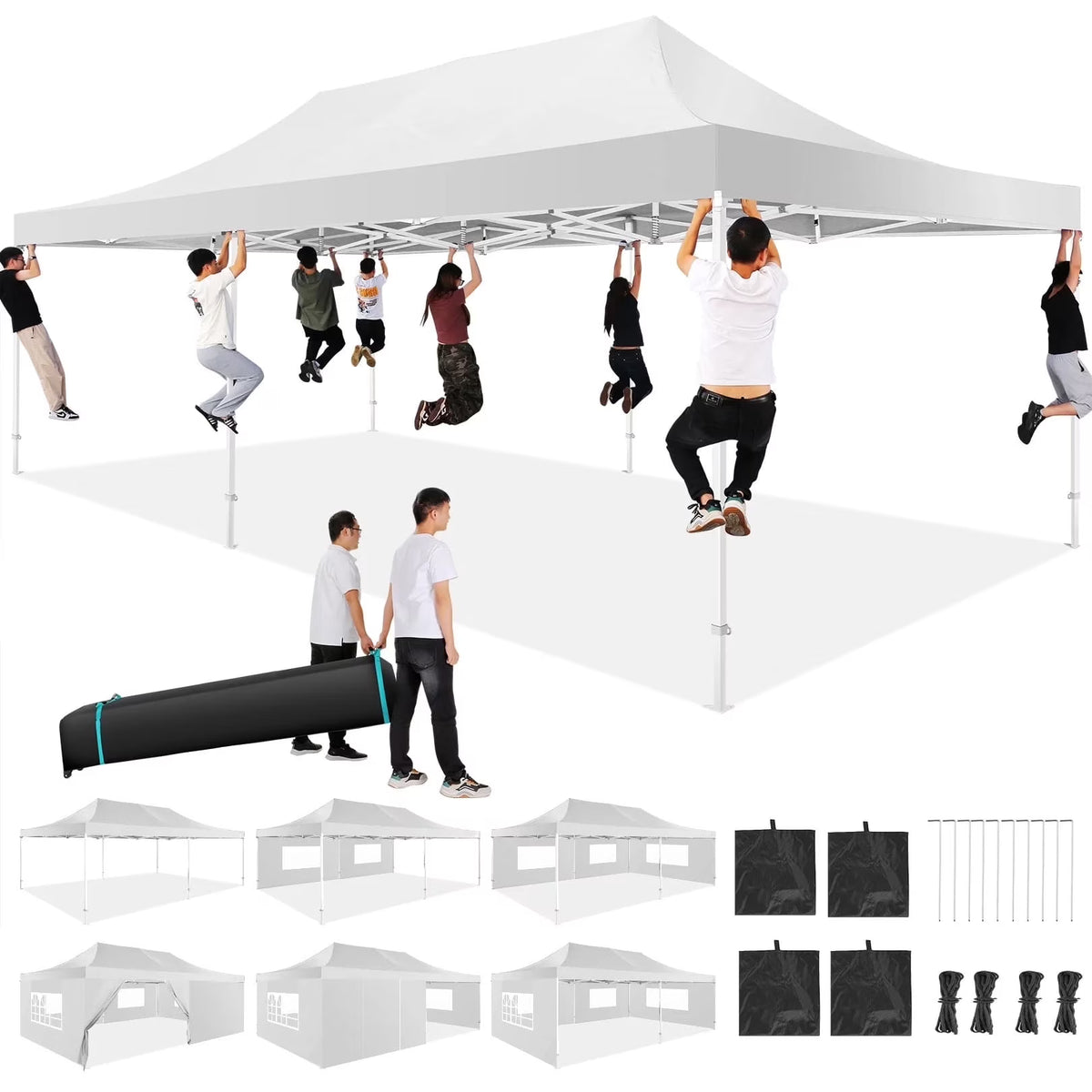 COBIZI 13x26 Heavy Duty Commercial Canopy Tent,Easy Pop Up Party Tent Gazebo,Outdoor Portable Party Canopy,Extra-large Size Space For Outside Wedding Gathering Activities,Waterproof&UPF 50+,White