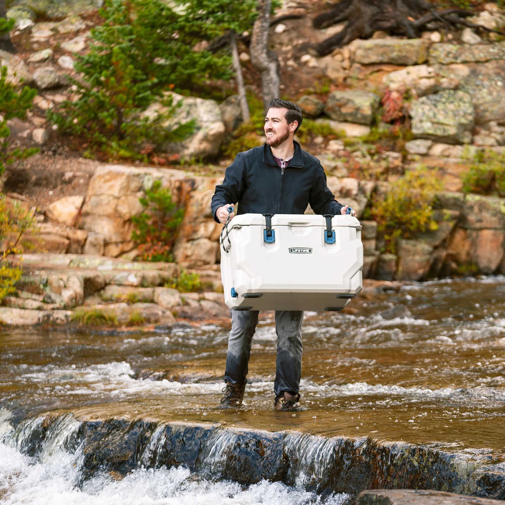 Lifetime 65 qt Bear-Resistant Camping Cooler, Premium High Performance, Ice Retention, Hard Cooler, 75 Can Capacity, Arctic White (90997)