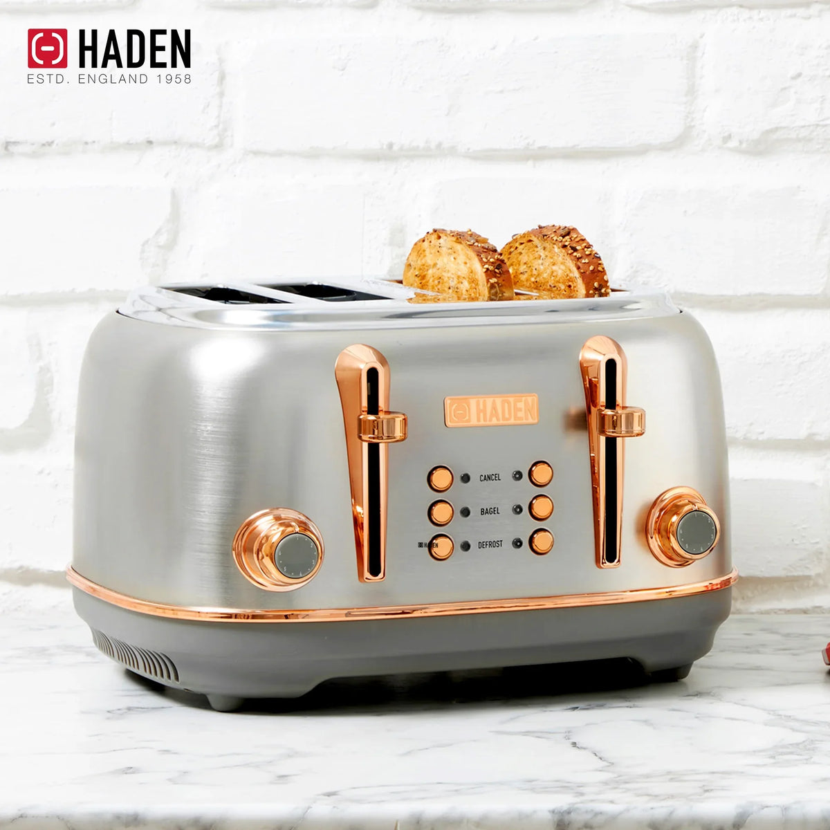 2026 NewHaden Heritage 1500 1.7 Electric Kettle, Matte Black Finish with Copper Accents