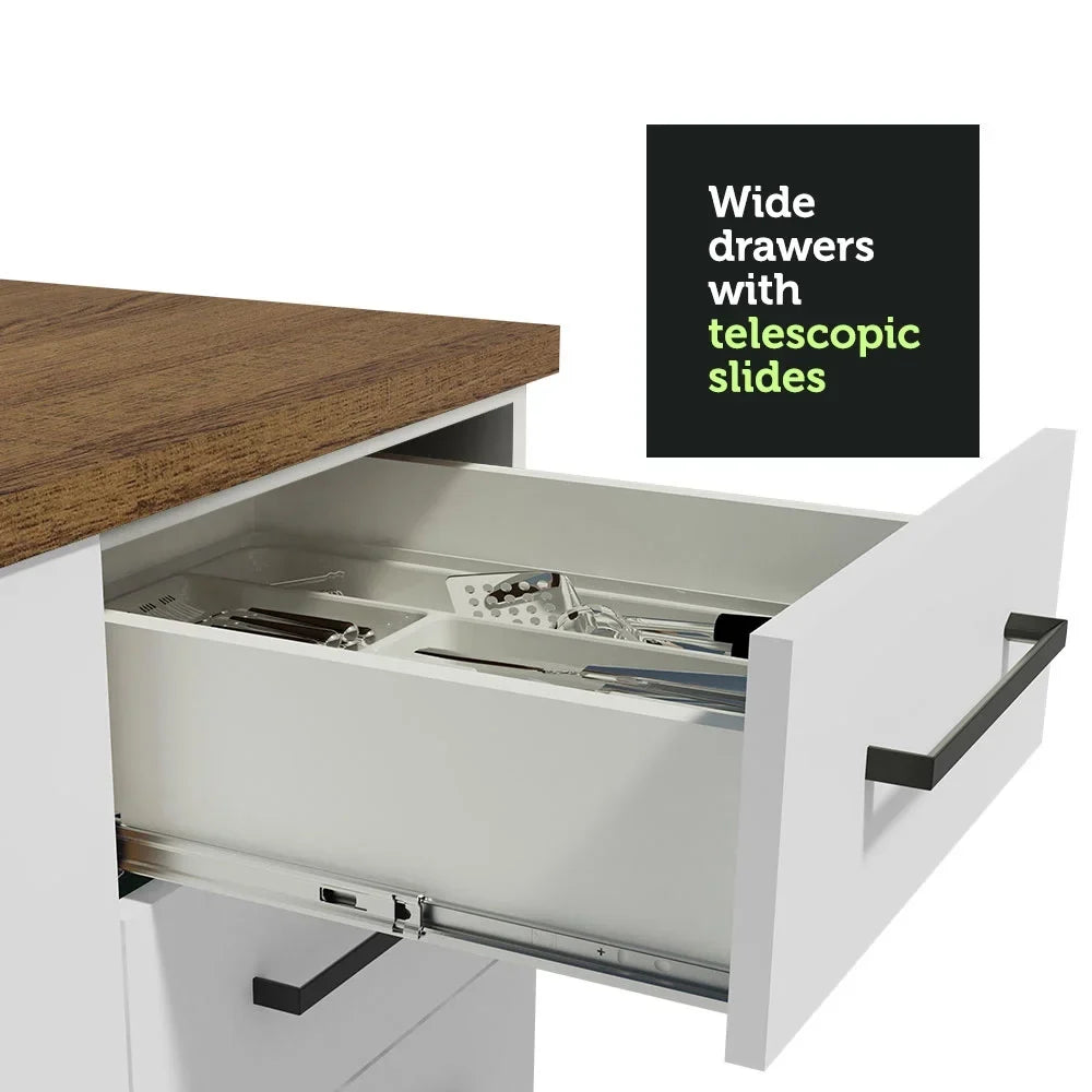 2026 NewMadesa Hazel Kitchen Storage Buffet Base Cabinet with Adjustable Feet 47 Inch Engineered Wood Slab Doors Painted Finish Floor Mount Removable Plinth - White