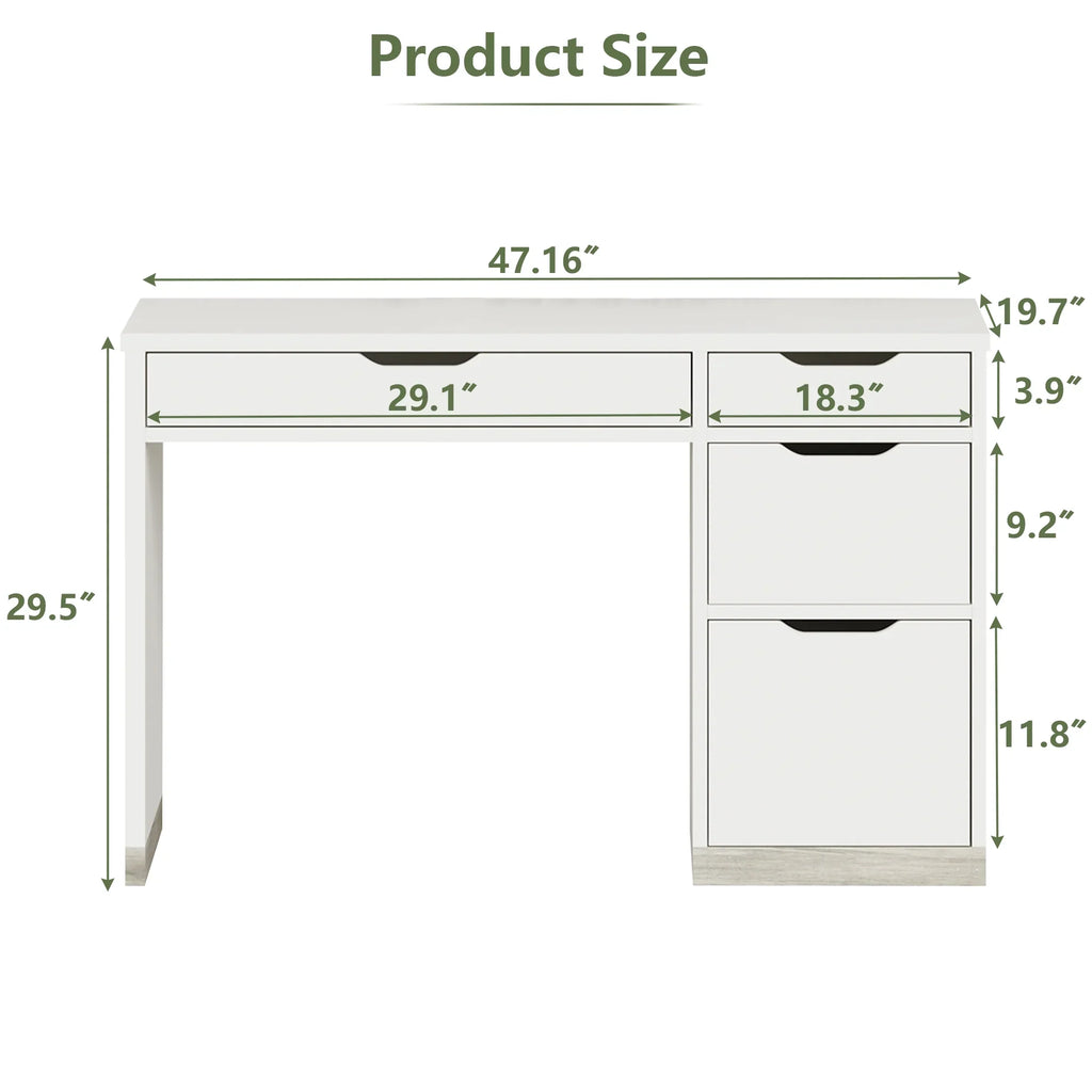 2026 NewDreamCurship White Desk with Drawers, Modern Computer Desk with File Drawers, Home Office Study Writing Desk with Storage, White