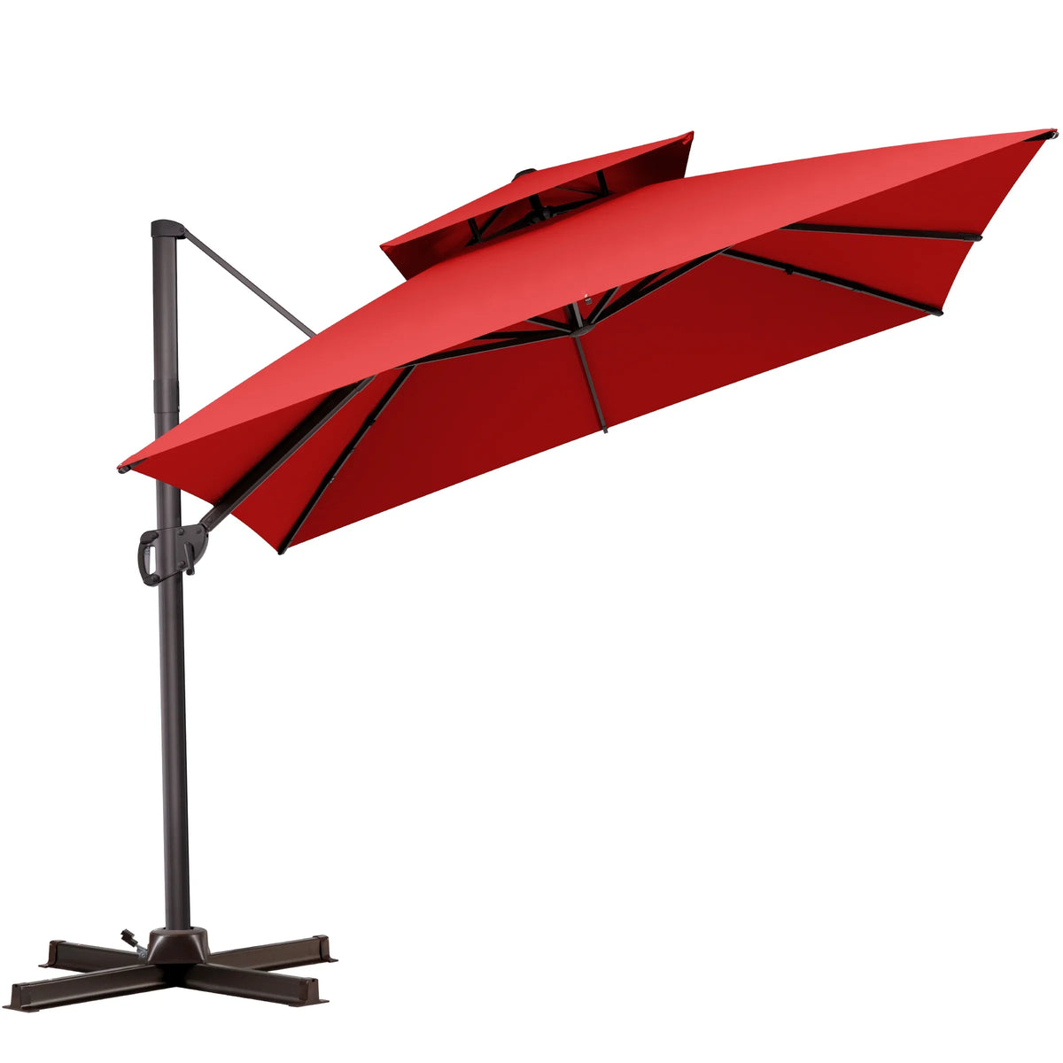 2026 NewPellebant 10 ft. x 10 ft. Square Double Top Patio Cantilever Umbrella, Navy Blue