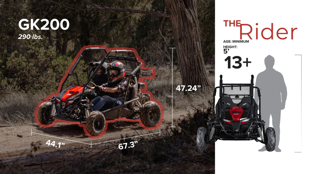 2026 NewColeman Powersports GK200 196cc Gas Powered Go-Kart, Two-Seater Off-Road Vehicle Up to 23 MPH, Rugged Suspension, Pull-Start Engine, Ages 13+, Red