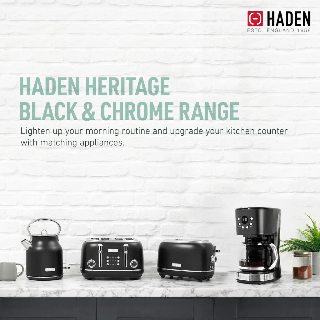 2026 NewHaden Heritage 1500 1.7 Electric Kettle, Matte Black Finish with Copper Accents