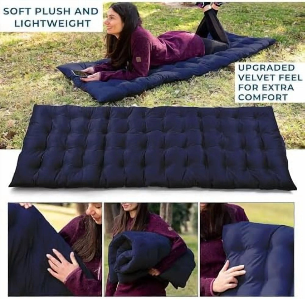 Zento Camping Cot Mattress Foam Pad for Adults -C Thick Soft Ultra Comfort Sleeping Pad for Traveling Hiking Outdoor or Indoor Use -C Lightweight Easy to Carry Foldable Waterproof Adult Cot Mattress