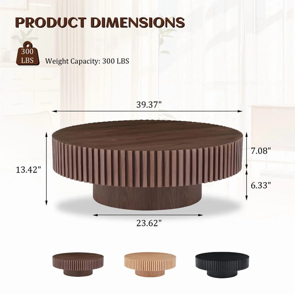2026 NewFFH 43.7 inch Oval Coffee Table for Living Room,Handcraft Rustic Corner Coffee Table Nature Wood Relief Sturdy Pedestal for Apartmen,Side Table Centre Table,Nature Wood