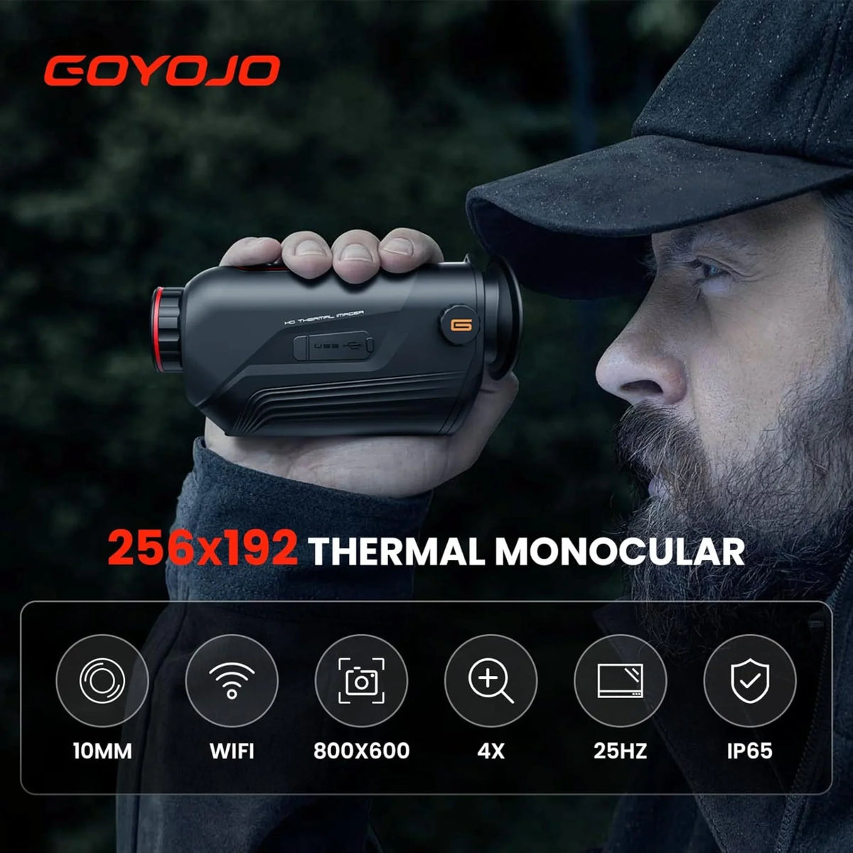 2026 NewGOYOJO Thermal Monocular 256x192 (25 Hz) Thermal Imaging Monoscope Camera for Adults, 10mm Focal Lens Vision Goggles Thermal Scopes for Night Hunting Camping