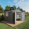 2026 New10 x 8 FT Outdoor Storage Shed, Large Metal Storage Shed, Lockable Door and Air Vent, Clear Window Garden Tool Shed for Bicycles, Tools, Lawnmowers, Backyards, Patios, Lawns - Gray