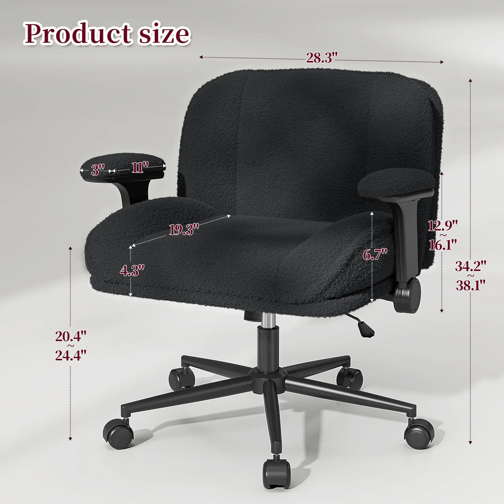 2026 NewRomorgniz Criss Cross Chair with Adjustable Arms & Lumbar Support Office Chair with Reclining Back, Thick Cushion & Wheels for Office, Gaming, Reading, Vanity, Off-White