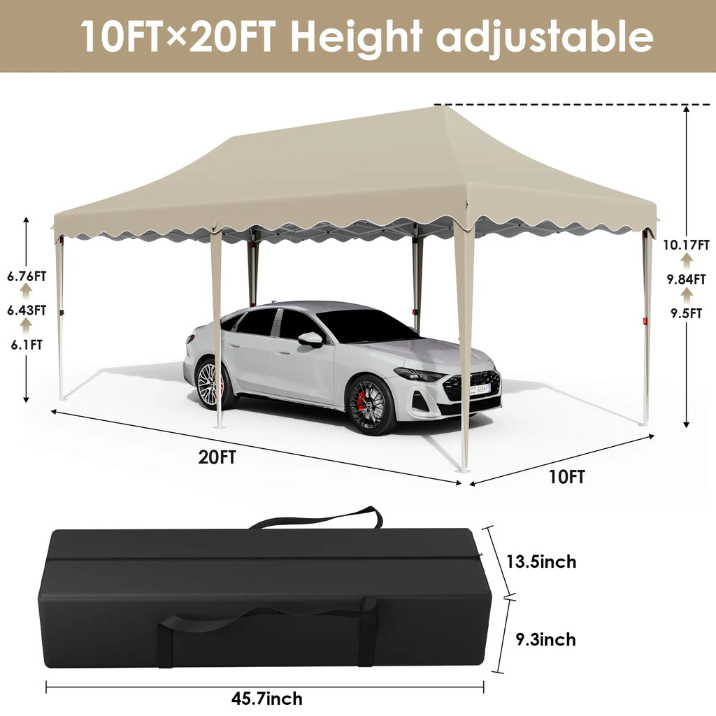 LAZY BUDDY 10'x20' Pop up Canopy Tent with 6 Sidewalls, Heavy Duty Outdoor Canopy Tent Commercial Instant Folding Sun Shelter for Party, Wedding, Camping