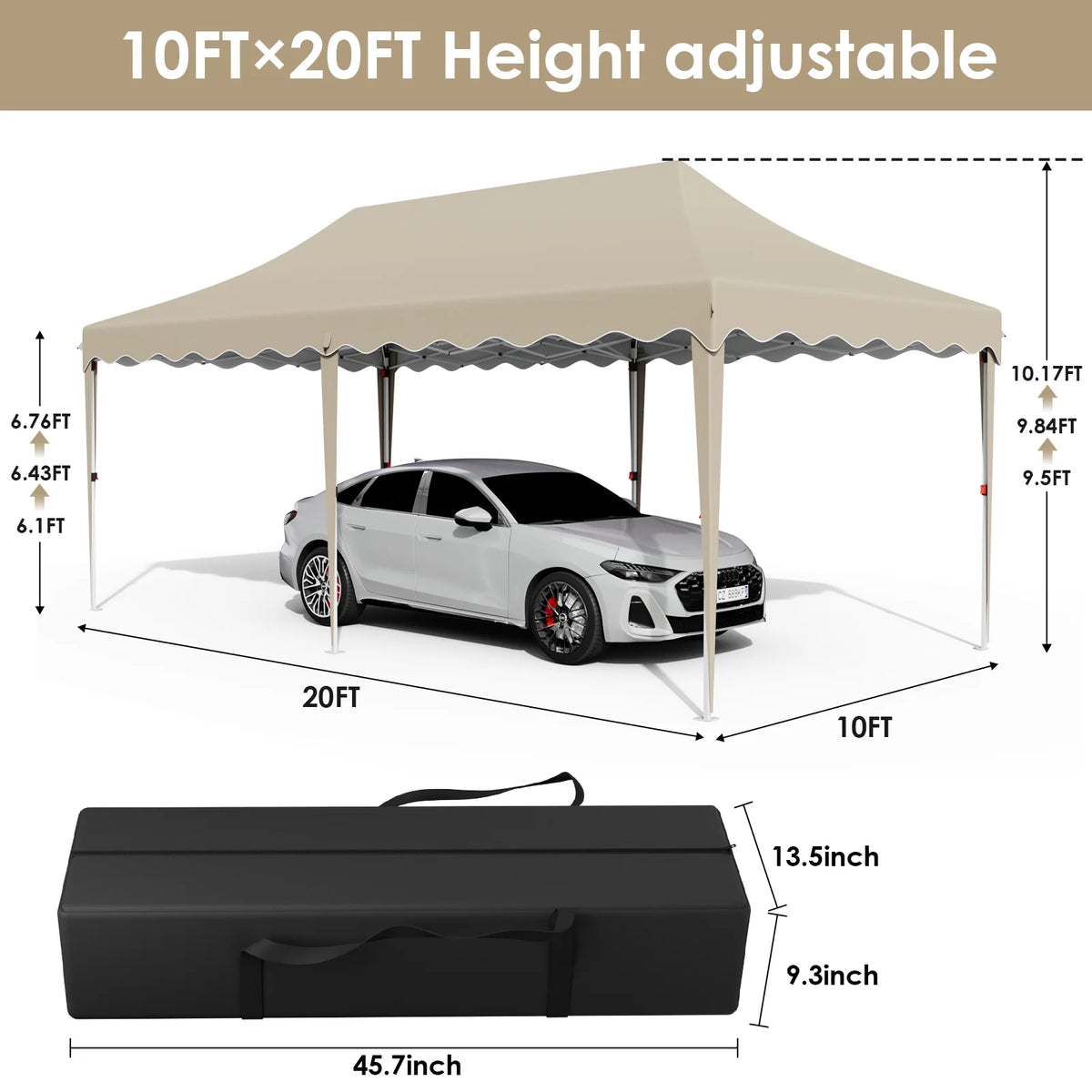 LAZY BUDDY 10'x20' Pop up Canopy Tent with 6 Sidewalls, Heavy Duty Outdoor Canopy Tent Commercial Instant Folding Sun Shelter for Party, Wedding, Camping