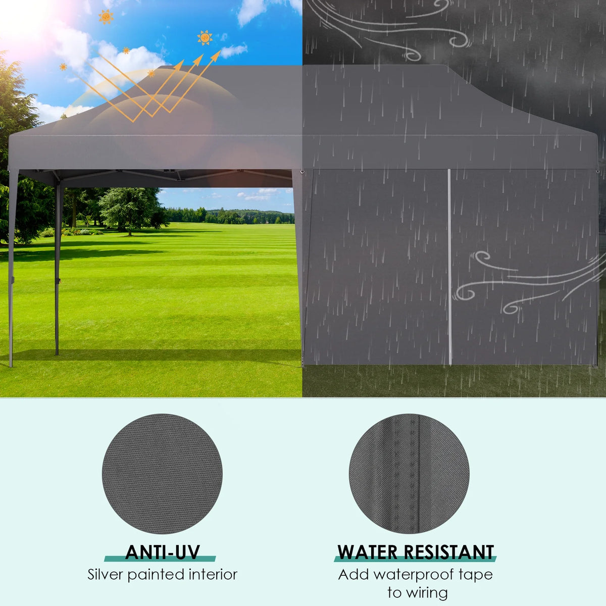 LAZY BUDDY 10'x20' Pop up Canopy Tent with 6 Sidewalls, Heavy Duty Outdoor Canopy Tent Commercial Instant Folding Sun Shelter for Party, Wedding, Camping
