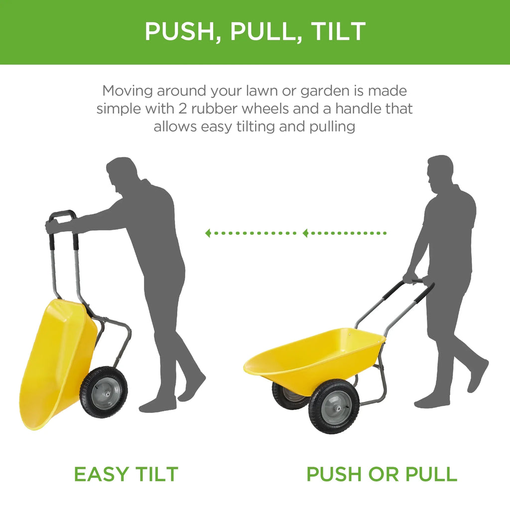 2026 NewBest Choice Products Dual-Wheel Home Wheelbarrow Yard Garden Cart for Lawn, Construction - Green