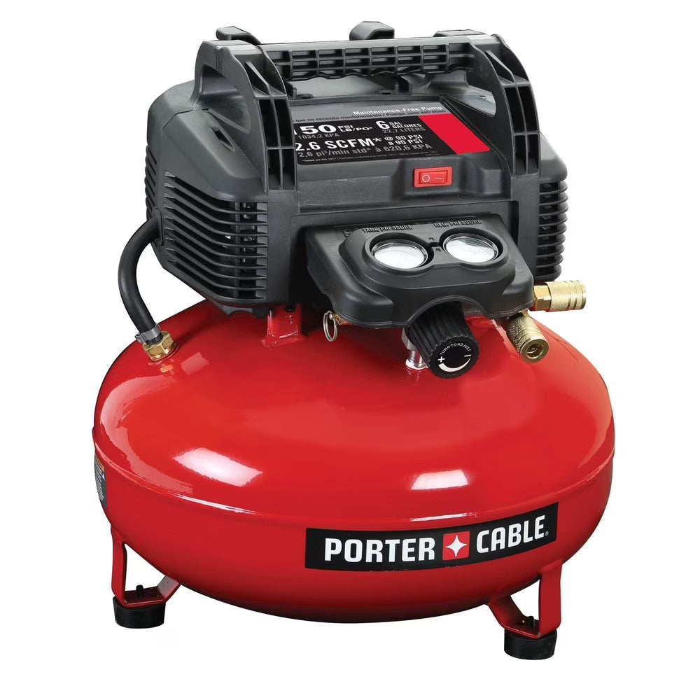 Porter-Cable C2002-ECOM 0.8 HP Oil-Free Pancake Air Compressor 6 gal