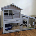 2026 NewAivituvin Rabbit Hutch Outdoor Indoor Bunny Cage with Pull Out Tray, Upgraded Chicken Coop with Removable Wire Mesh Bottom, Gray