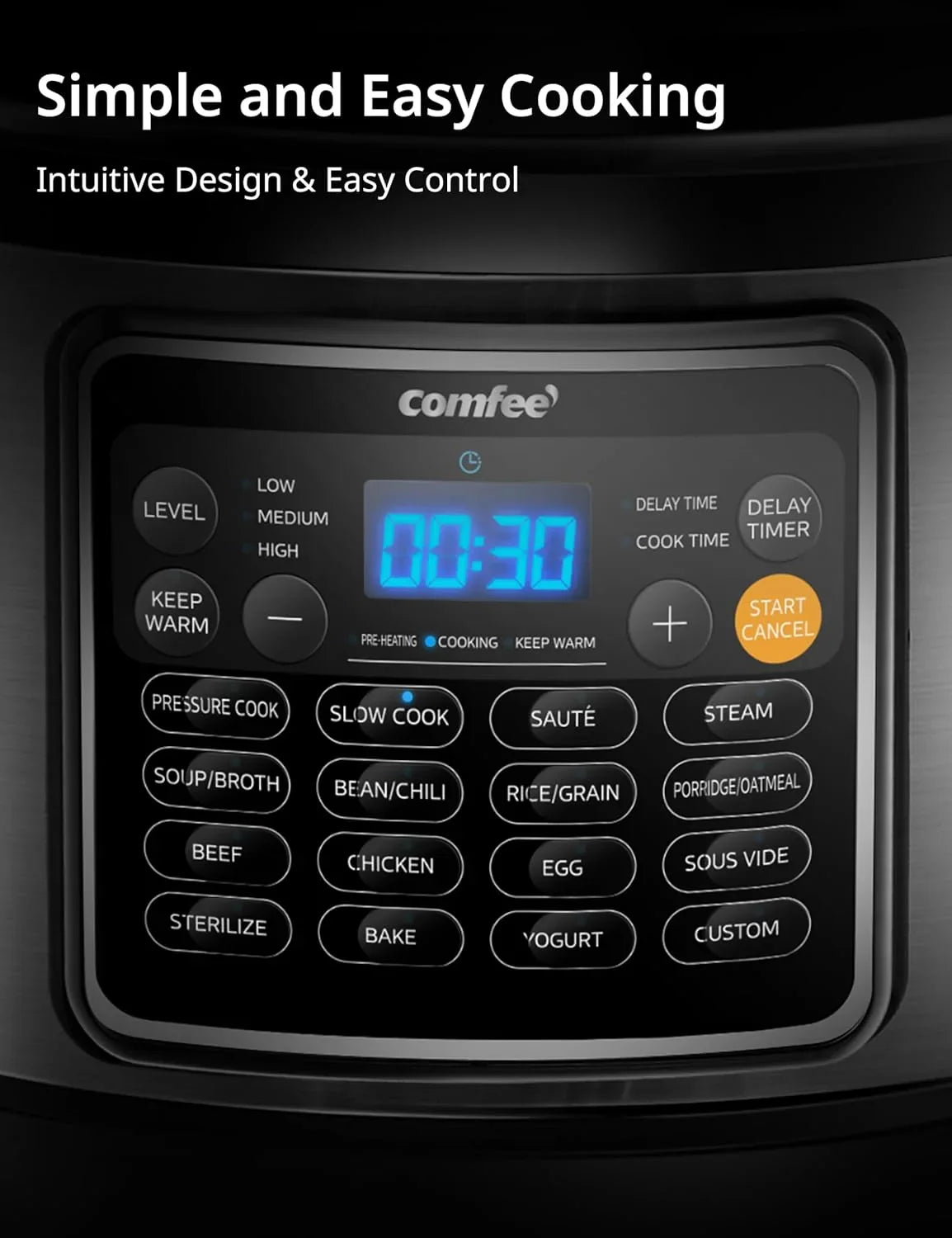 2026 NewCOMFEE" 16 in 1 Electric Pressure Cooker Instant Multi Cooker Olla de Presion Non-Stick Pot Yogurt Maker Rice Cooker Slow Cooker Saut" Steamer 8 Quarts Stainless Steel