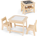 2026 NewOLAKIDS Kids Table and Chair Set, 3 in 1 Wooden Activity Table with Removable Tabletop, Blackboard and Whiteboard for Toddlers Arts Crafts Drawing Reading Playing, Playroom Nursery (Natural)