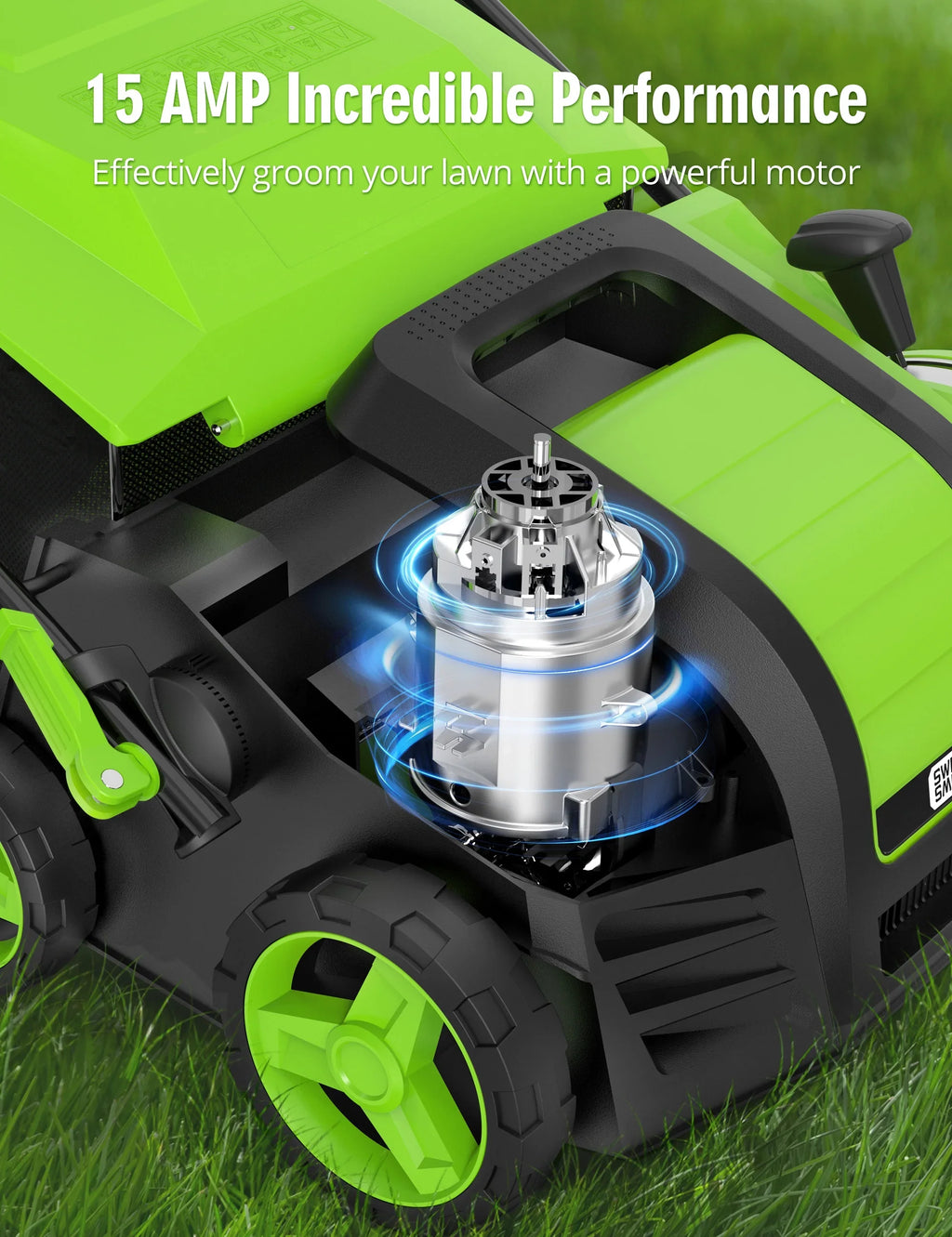 2026 NewSWIPESMITH 16" 15 Amp Electric Dethatcher Scarifier, Lawn with 5-Position Depth Adjustment, 14.5 Gal Removable Thatch Collection Bag, Quick-Fold, Keeps Health
