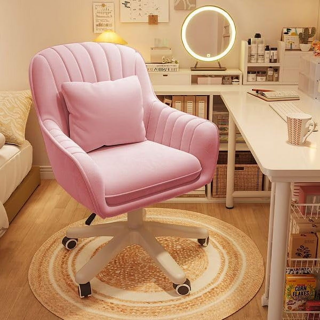 2026 NewHome Office Chair Computer Chair with Mid-Back Upholstered Modern Tufted Computer Task Chair Swivel Height Adjustable Velvet Accent Chair."White"