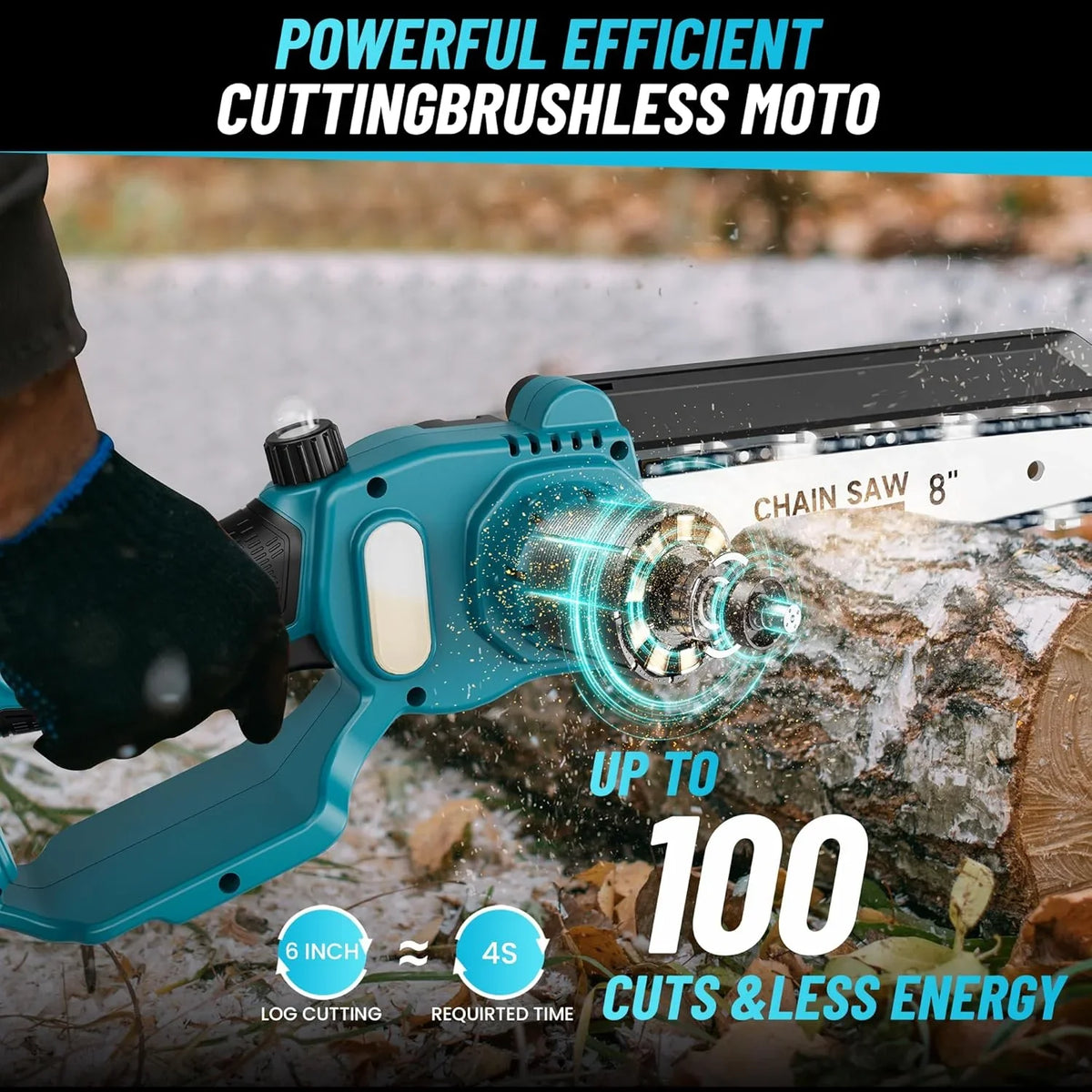 2026 NewSeesii 2-in-1 Cordless Pole Saw, 8 Inch Brushless Mini Chainsaw with Extension Pole, 16ft Max Pole Saws with 2x 21V Batteries for Tree Trimming, Branches Pruning, Wood Cutting