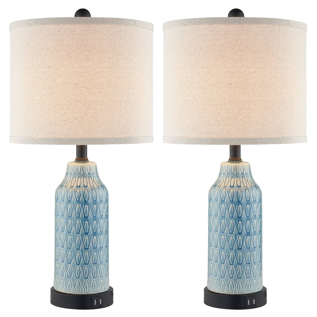 2026 NewCinkeda Table Lamp Set of 2 for Living Room Bedroom with USB Ports AC Outlet 3 Way Dimmable Touch Nightlight Farmhouse White Floral Nightstand Bedside Lamps