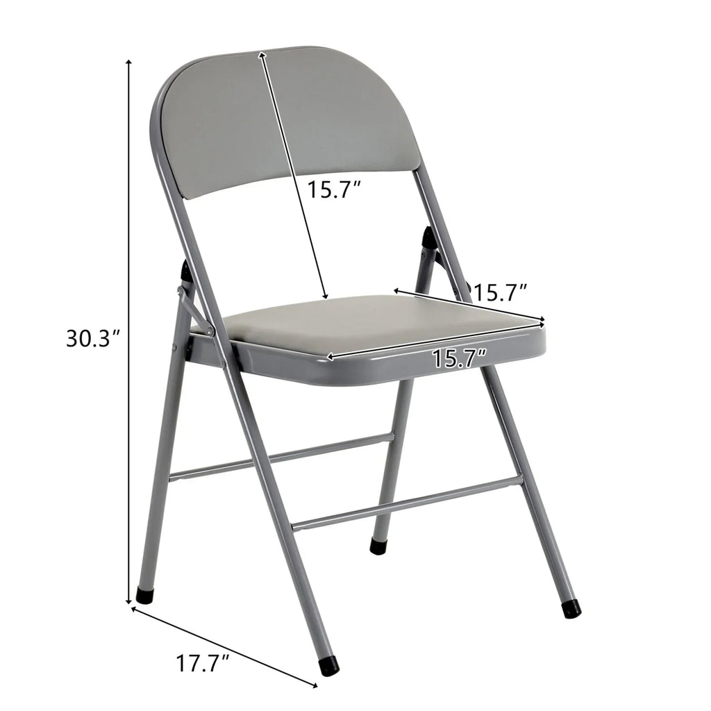 2026 New6 Pack Gray Folding Chairs with Padded Seats, Portable Stackable Foldable Chairs for Indoor & Outdoor, Commercial Seat with Metal Frame for Events Office Wedding Party, 330lbs Capacity