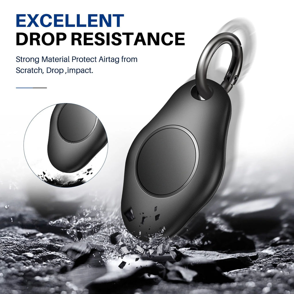 [4 Pack] AirTag Holder Keychain, IPX7 Waterproof Protective Air Tag Holder, Dropproof AirTag Keychain Cover, Full-Body Shockproof, Anti-Scratch, AirTag Case for Keys, Black
