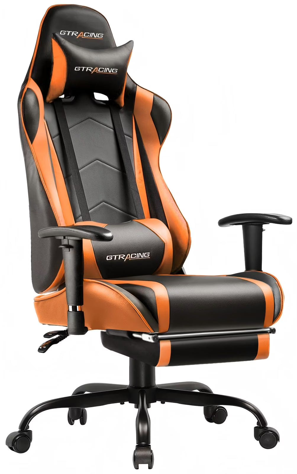 2026 NewGTRACING Gaming Chair, Ergonomic Office Desk Chair with Lumbar Support, PU Leather, Footrest & Adjustable Headrest, Red