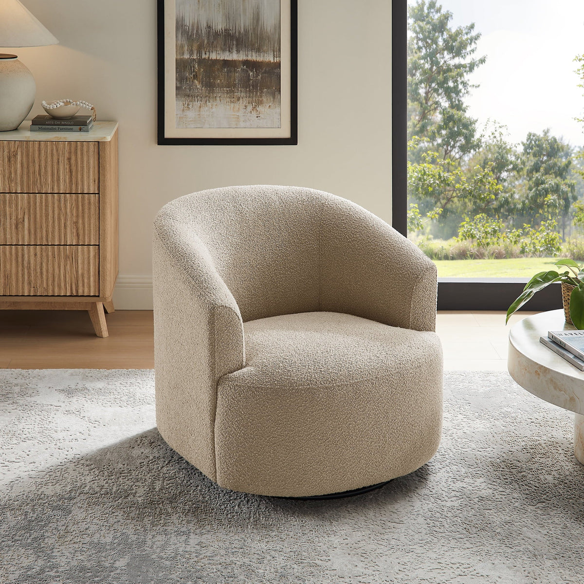 2026 NewMainstays Boucle Swivel Accent Chair, Taupe