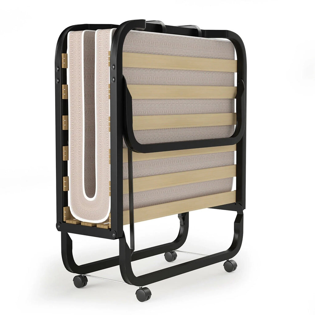 2026 NewGymax Folding Bed w/ Memory Foam Mattress Rollaway Metal Guest Bed Sleeper Made in Italy