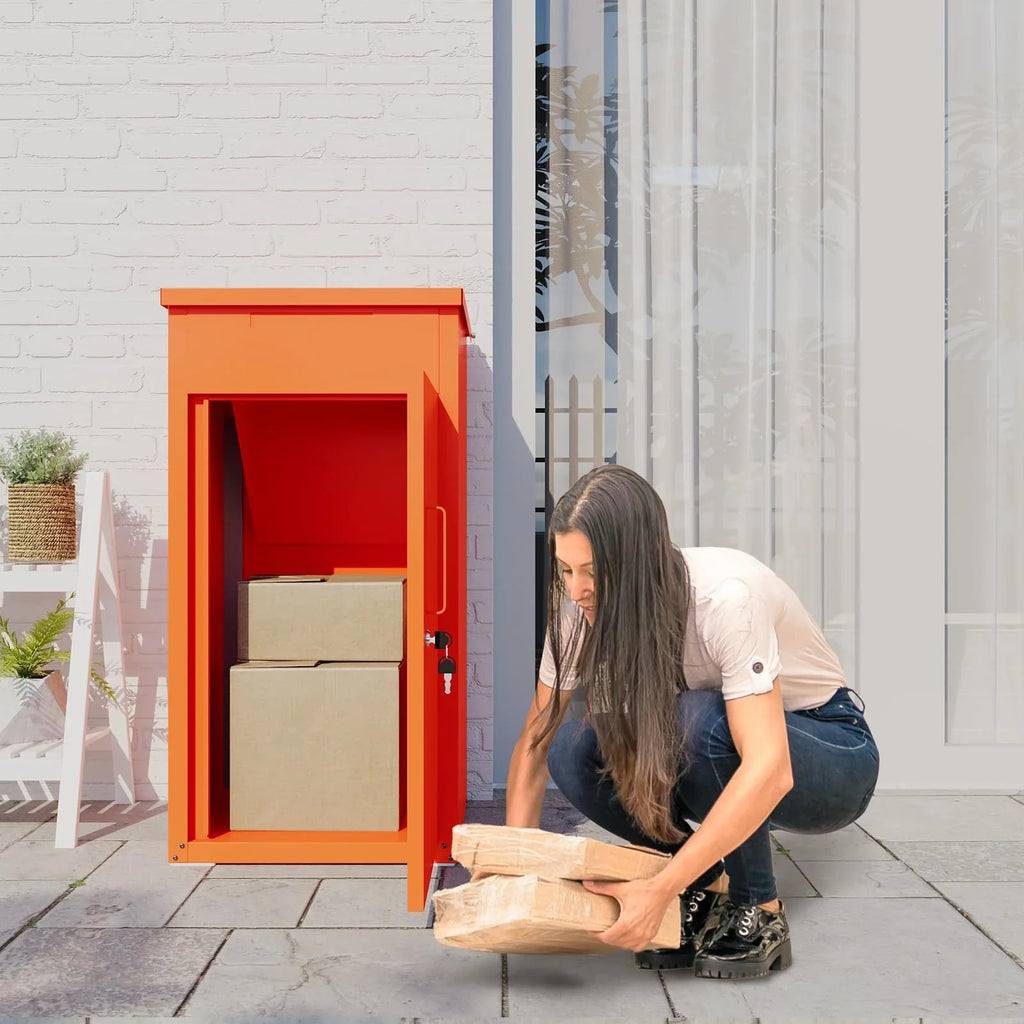 2026 NewAECOJOY Package Delivery Boxes for Outside Parcel Drop Box Outdoor Storage Box Wall Mounted Express Mail Package Delivery Box 17" x 16" x 38.3" Black