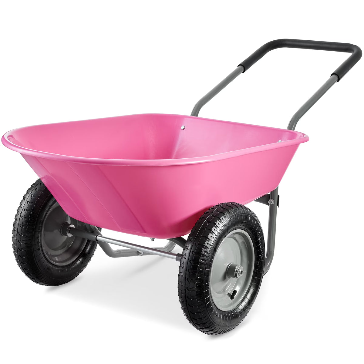 2026 NewBest Choice Products Dual-Wheel Home Wheelbarrow Yard Garden Cart for Lawn, Construction - Green