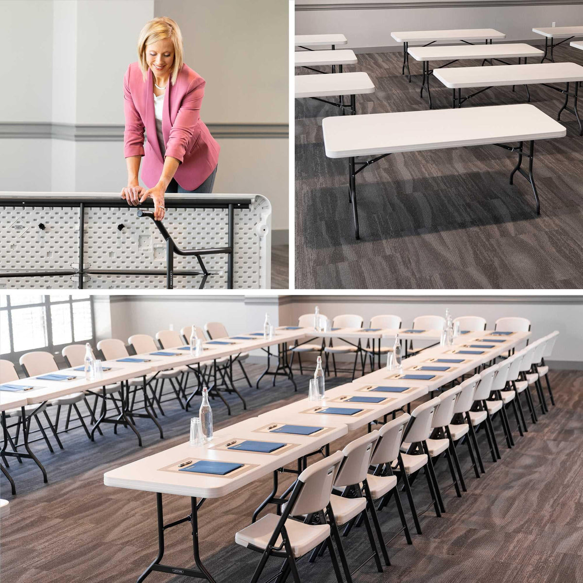 Lifetime 6 ft. Commercial Plastic Folding Banquet Tables 4 Pack (White Granite)