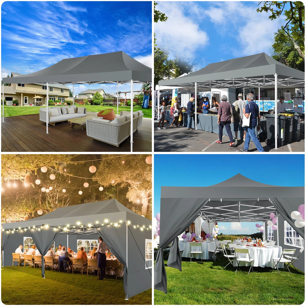 HOTEEL 10x20 Pop up Canopy with 6 Sidewalls Commercial Heavy Duty Canopy UPF 50+ All Weather Waterproof Outdoor Wedding Party Tents Gazebo with Roller Bag, Khaki