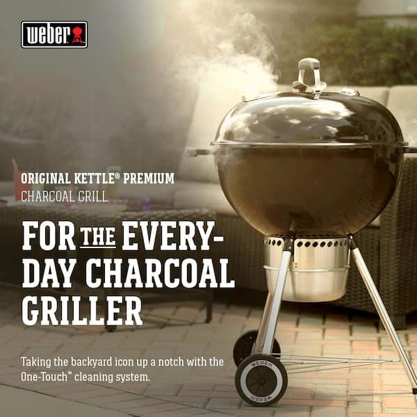 22 in. Original Kettle Premium Charcoal Grill in Black with Built-In Thermometer