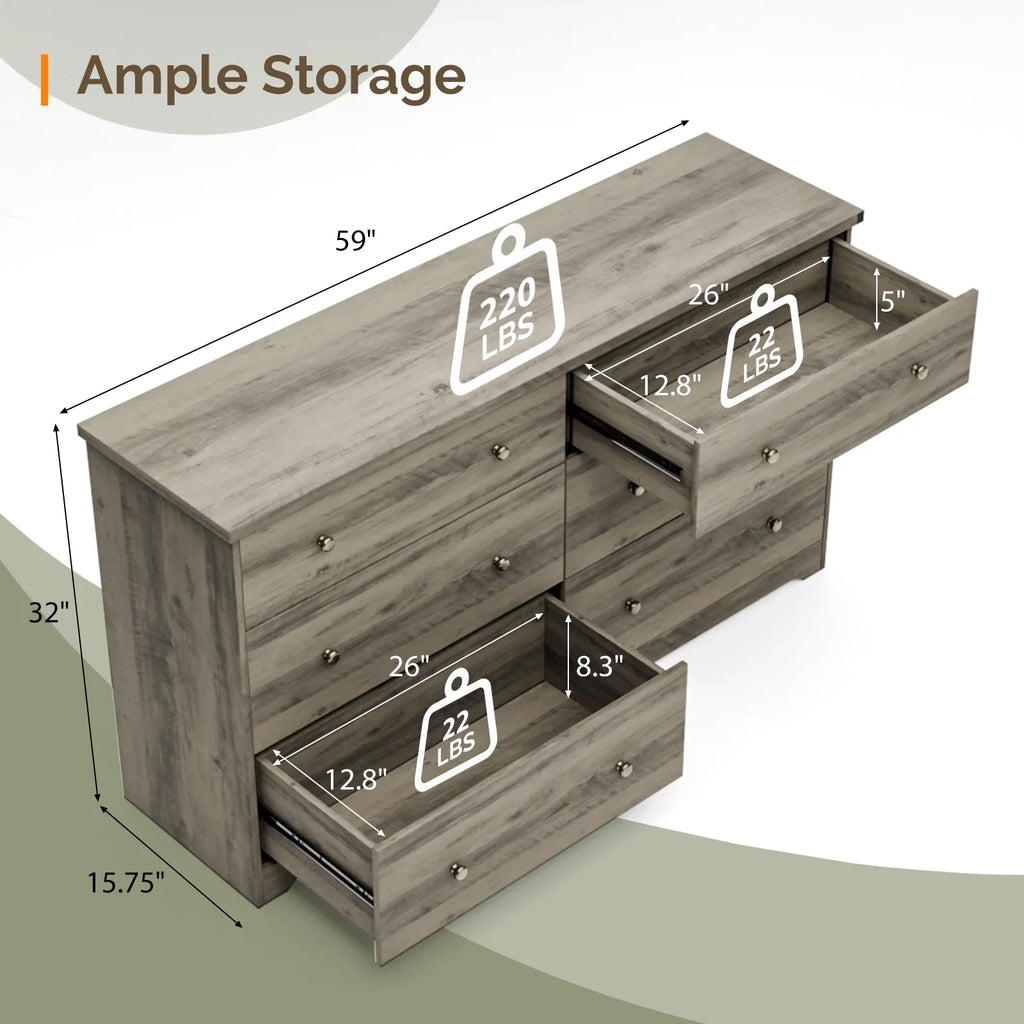 2026 NewKtaxon 6 Drawer Double Dresser Wood Dresser Storage Cabinet Drawer Organizer Chest Of Drawers, White